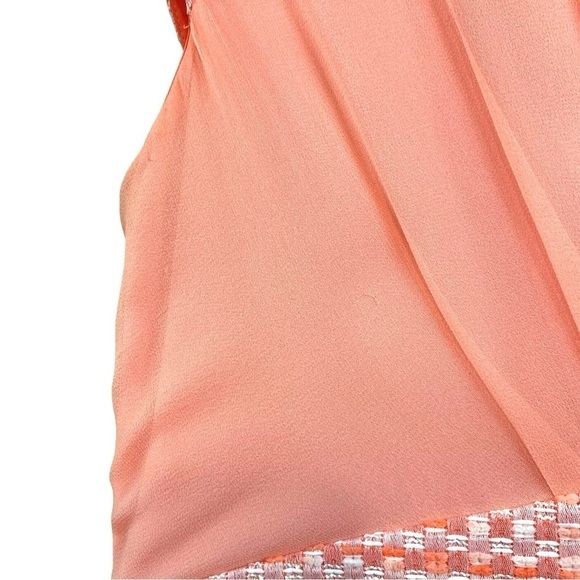 Ports 1961 Tweed Silk Pleated Panel Woven Cocktail Dress Peach Pink Size 10 - Picture 4 of 8